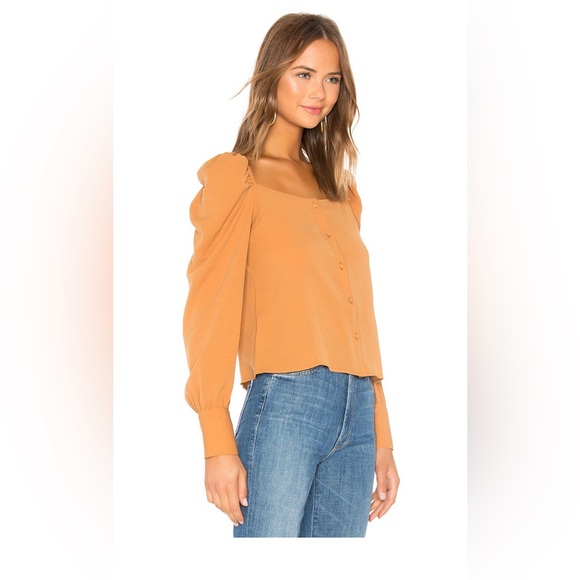 REVOLVE Line & Dot Thea Square Neck Blouse in Caramel - Picture 3 of 8